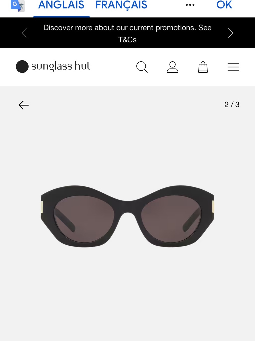 Yves Saint Laurent Black Cat-Eye Sunglasses